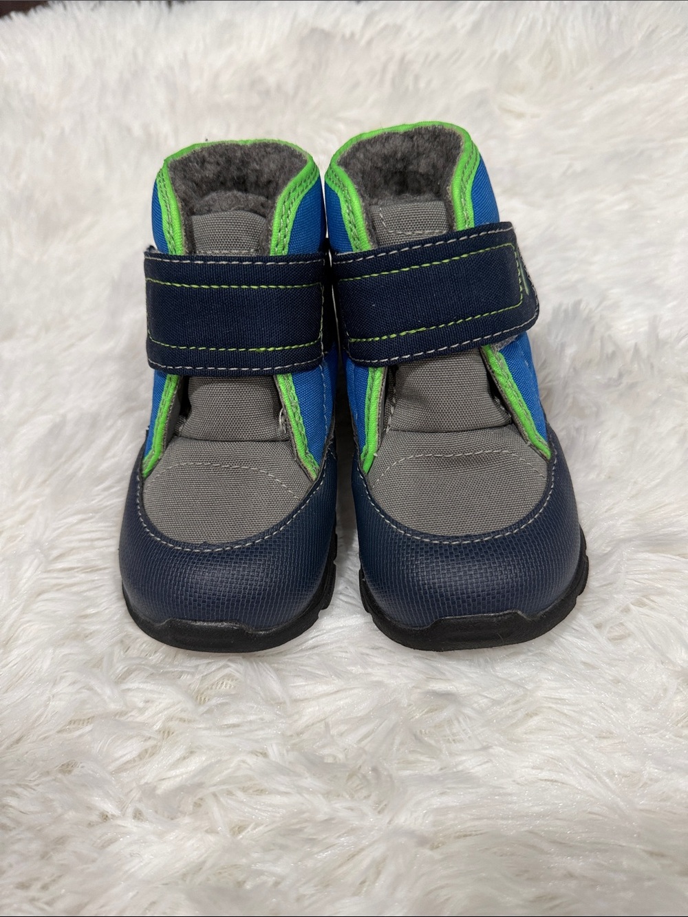 See Kai Run Navy, Gray and Bright Green Kids Boots